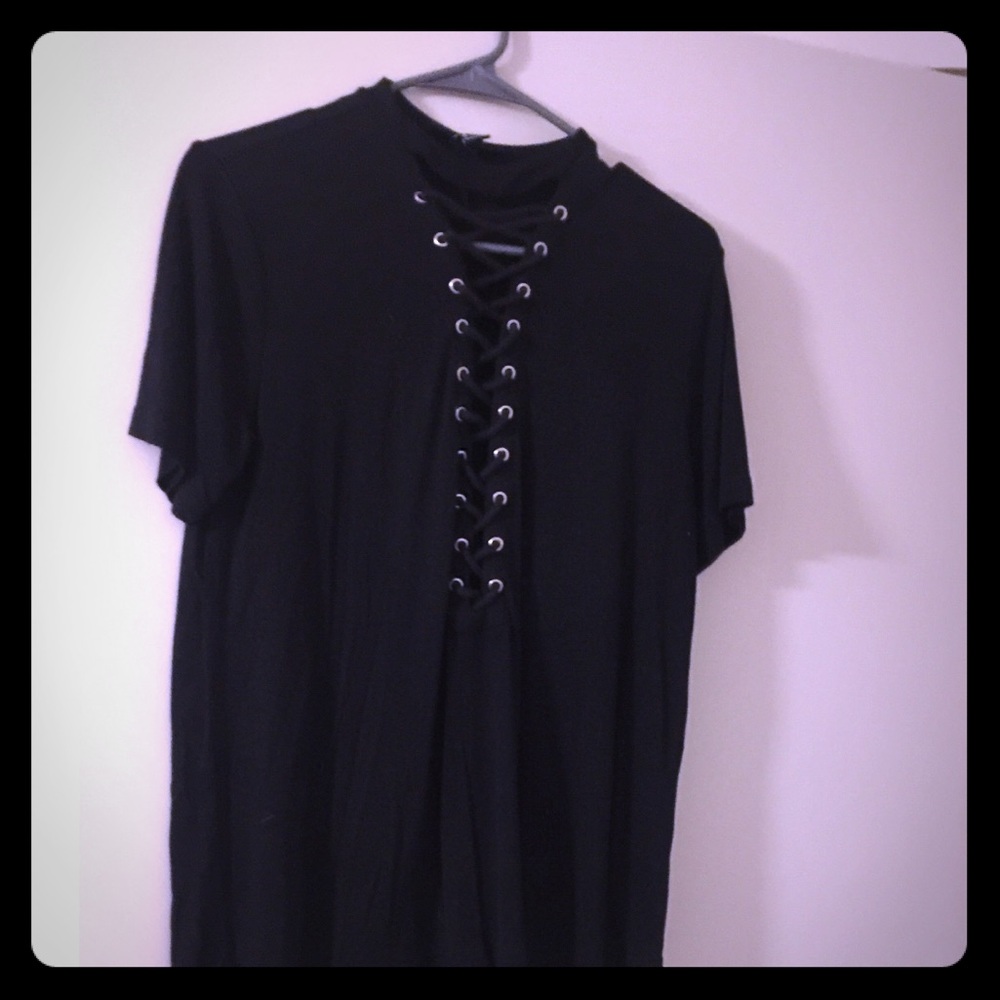 Black lace up top